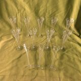 Set of 12 large vintage champagne flutes - frosted glass plant decor