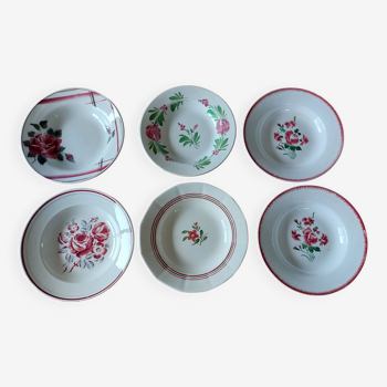 lot dépareillé 6 assiettes creuses estampillées