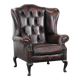 Cowhide leather Chesterfield wingback armchair in classic English style