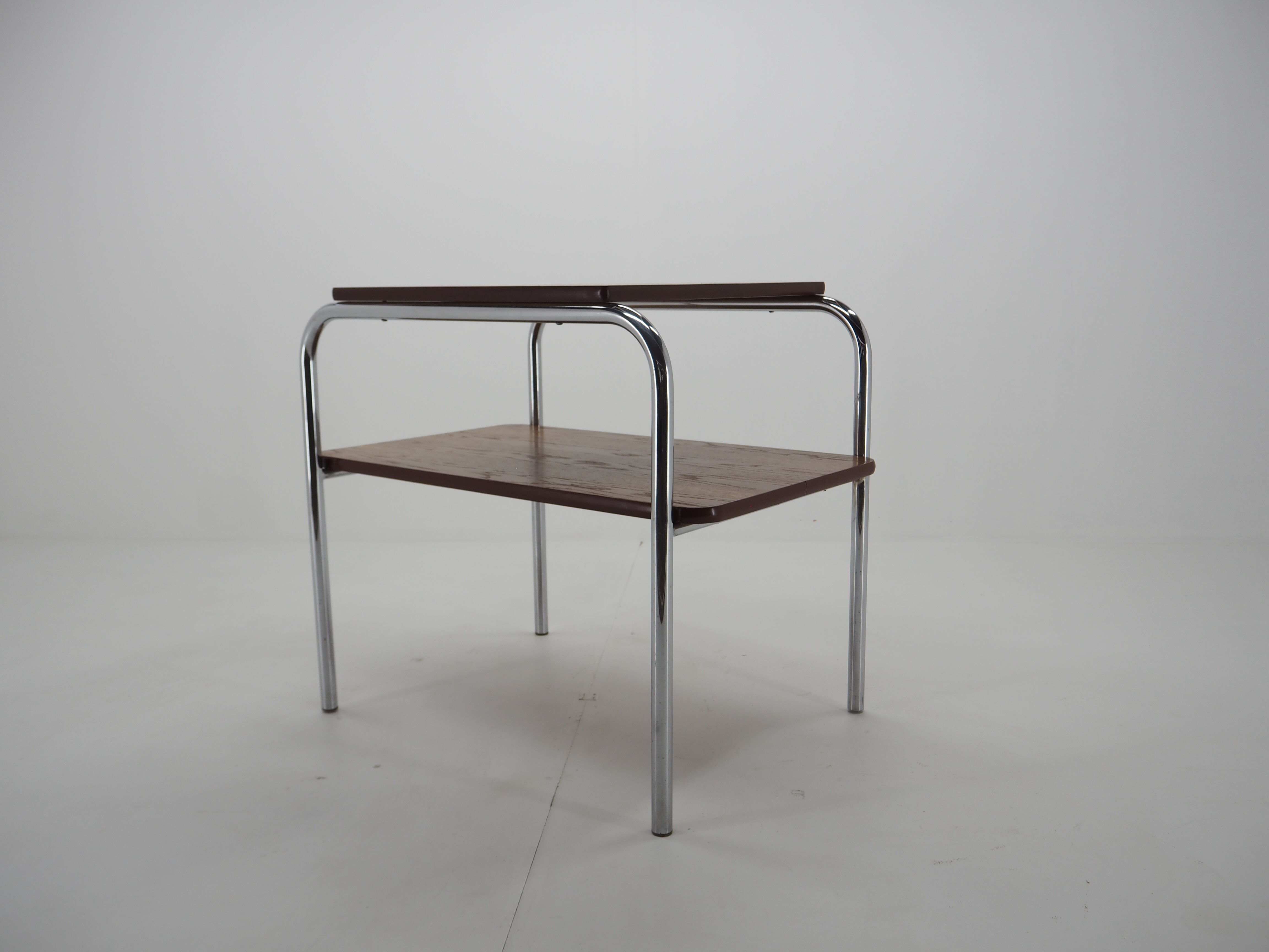 Table art déco chrome et bois, années 1940