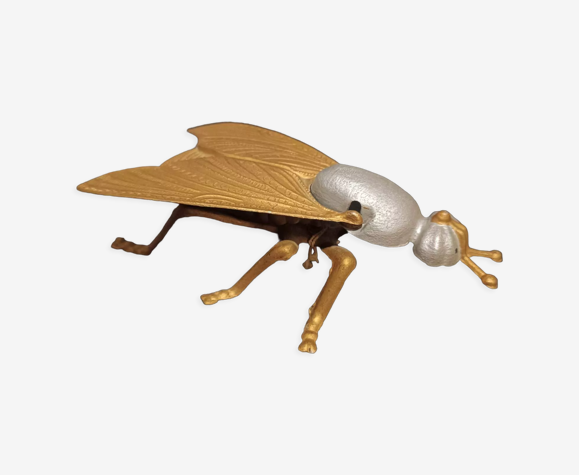 Ancien cendrier insecte en laiton dorée vintage cendrier mouche