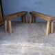 Paire 2 bancs / tabourets bois massif patiné
