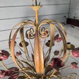 Wrought iron chandelier in Florentine style from the 1970s.