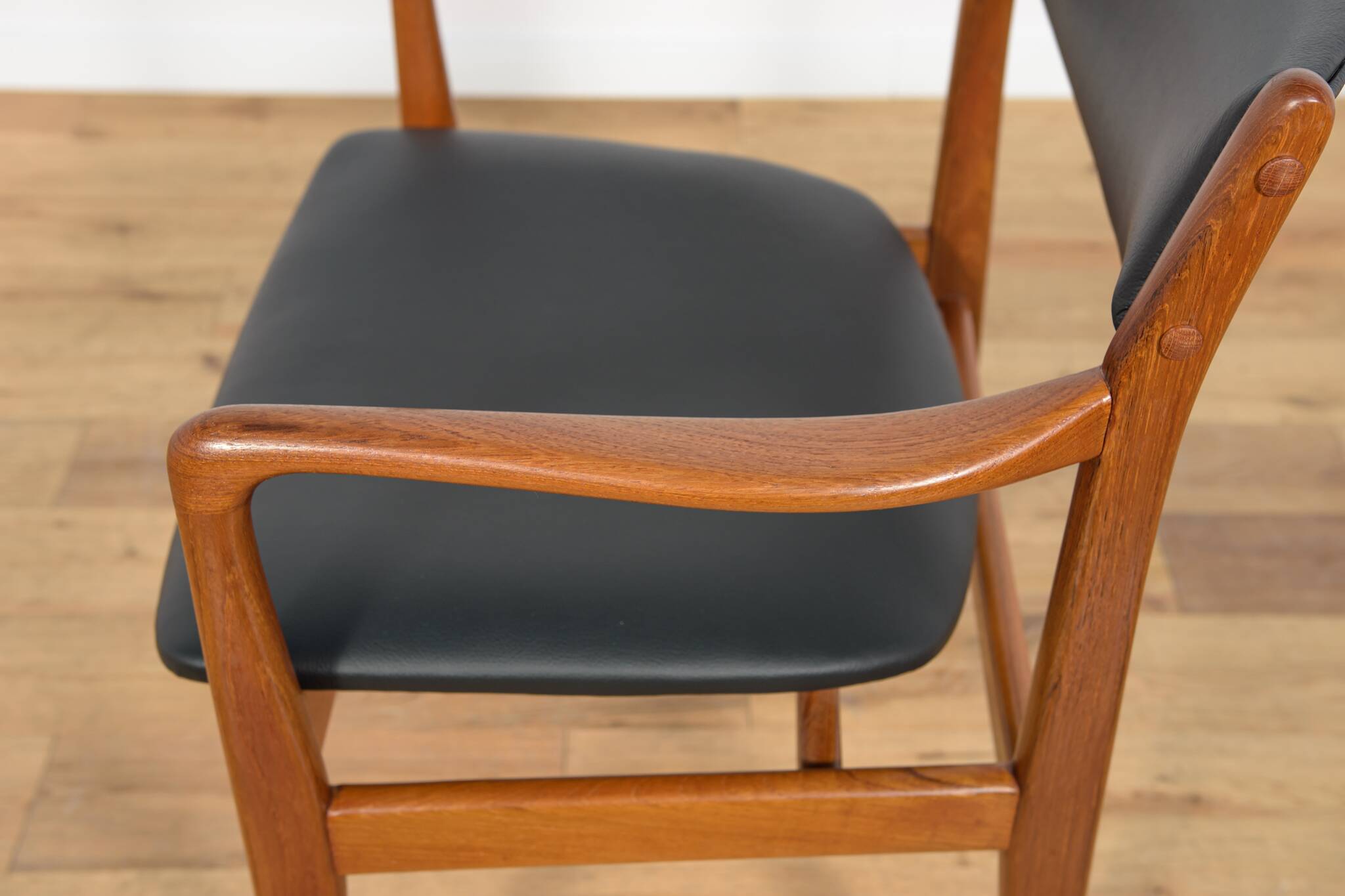 Mid-Century Teak & Leather Armchair, Denmark, 1960s