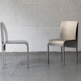 Set of 6 dining chairs in bent aluminum, 1980’s