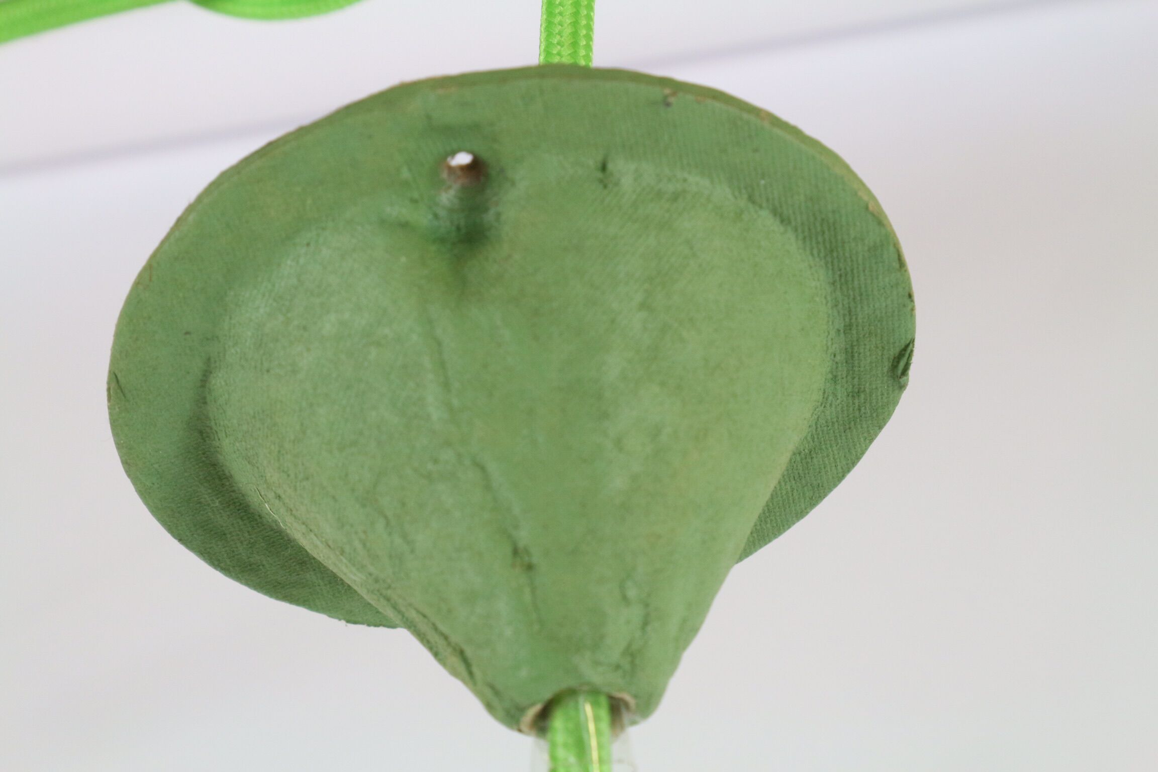 Two lamps/ pendant lamps in recycled cardboard, pink and green, seletti