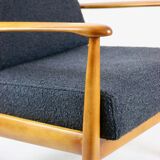Fauteuil boucle noir design danois sur les oreillers, années 1970