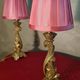 pair of gold steel lamps, bedside, bedroom, new lampshade 35x14, electric ok, clear
