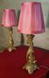 pair of gold steel lamps, bedside, bedroom, new lampshade 35x14, electric ok, clear