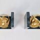 Nautical Brass & Marble Sundial Bookends, Set of 2