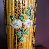 Chinese vase in faience bamboo style on bronze stand