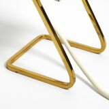 Great Mid Century metal bedside lamp with brass base by Kaiser Leuchten