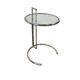 Vintage adjustable chrome side table with smoked glass.