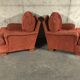 Pair of club in red velvet armchairs Yves Halard