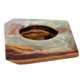 Ashtray carved in green and brown veined marbled Onyx