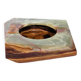 Ashtray carved in green and brown veined marbled Onyx