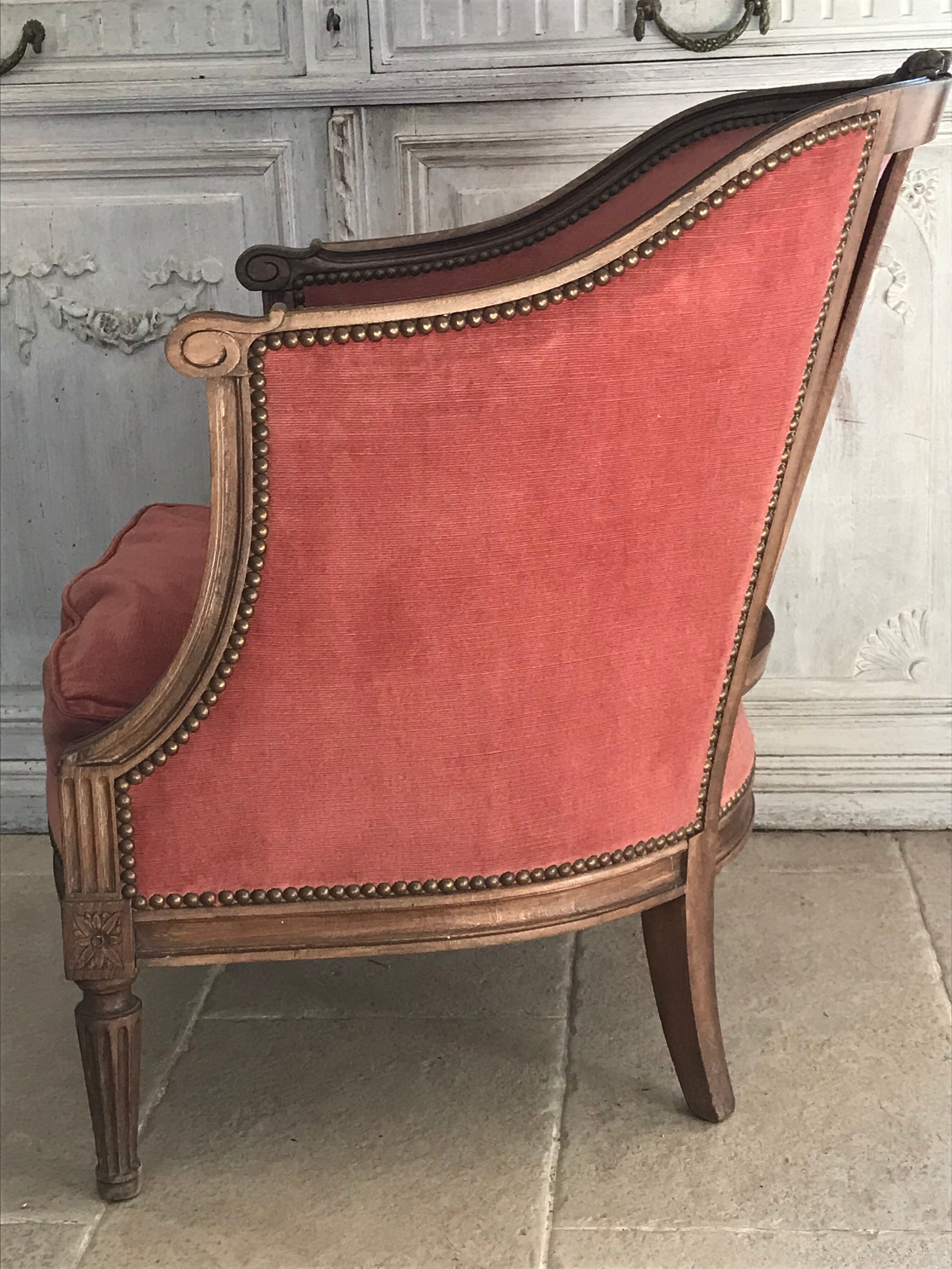 Velvet shepherdess armchair