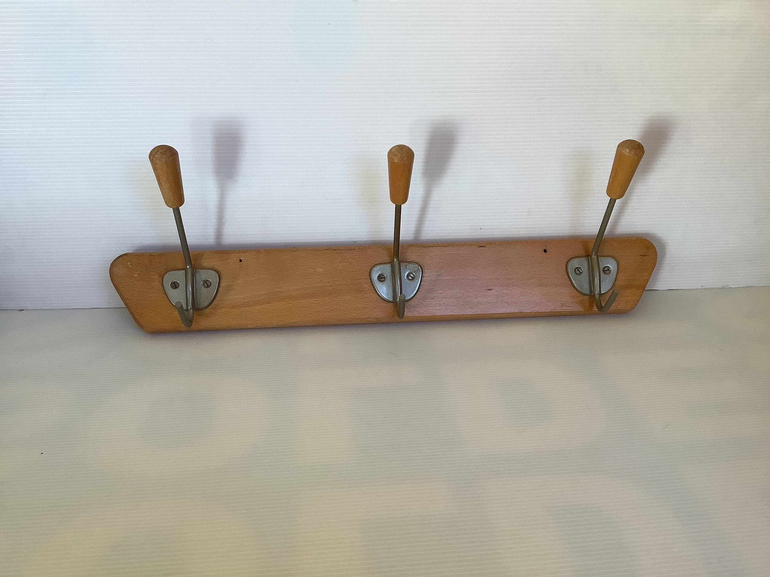 Wooden coat rack wall 3 hooks