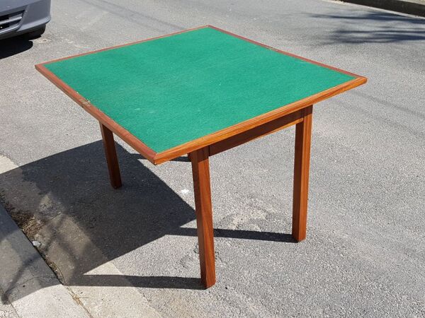 table à jeux scandinave 1960 en teck vintage