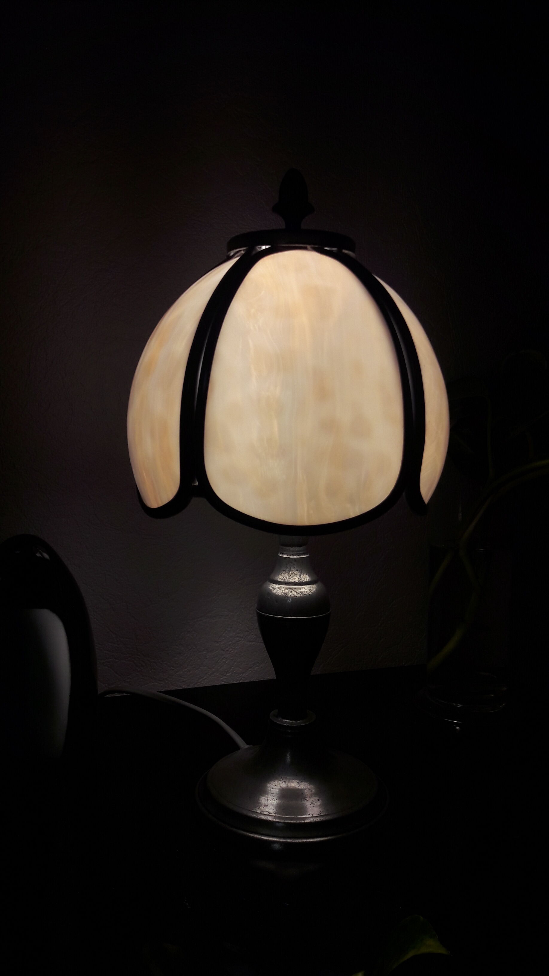 Tin lamp, stained glass, mushroom