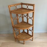 Vintage rattan corner shelf