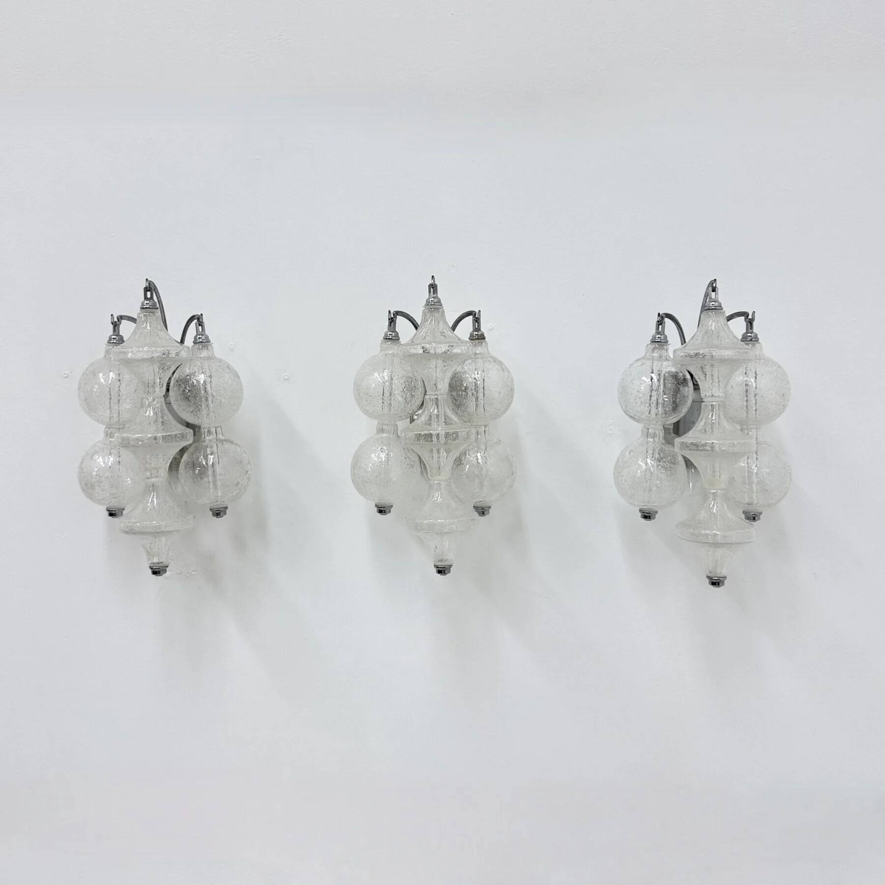 1 of 3 J.T. Kalmar Tulipan wall lamp sconce, 1970s Austria
