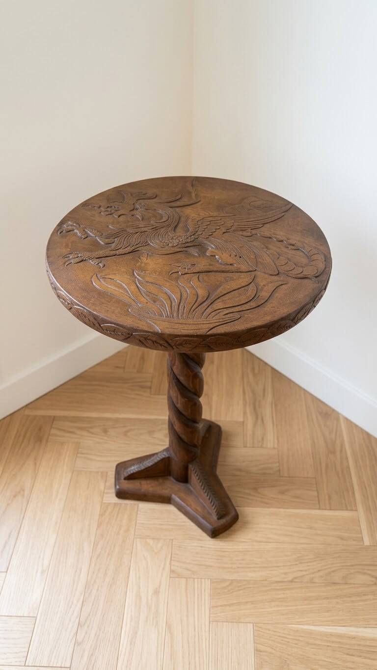 Antique carved Asian wooden gueridon – H 55 cm