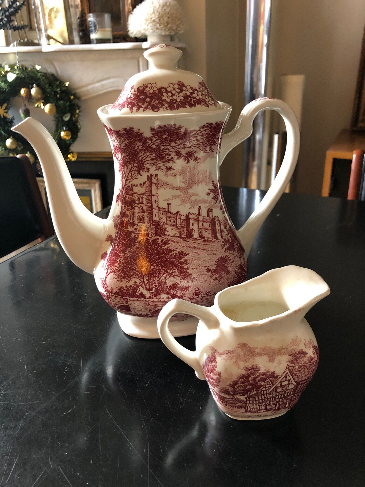 pink English tea service