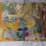 Contemporary floral composition signed