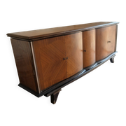 Enfilade-Buffet Vintage Louis XVI Modernised. Chevron Marquetry.