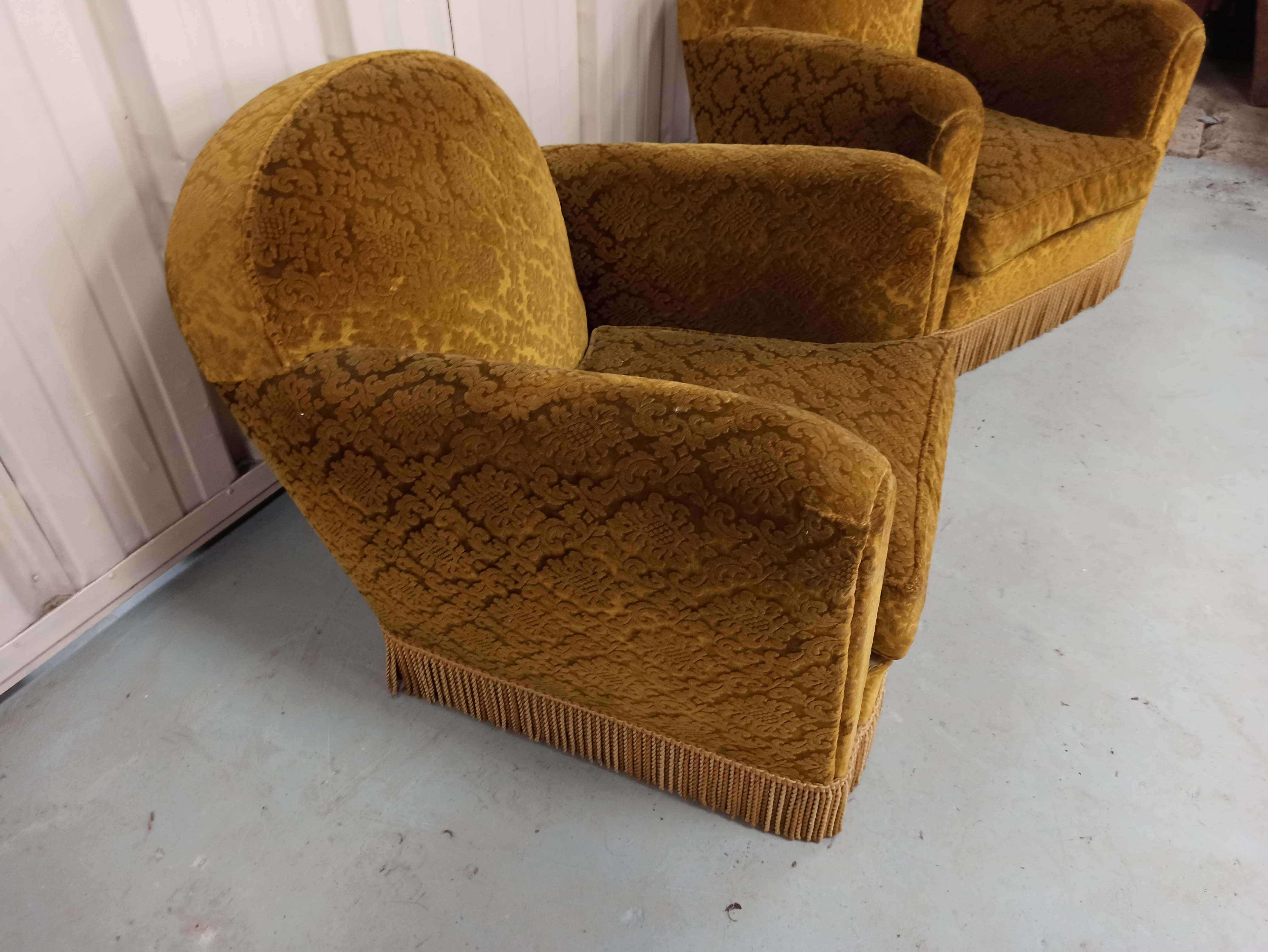 Pair of armchairs club velvet old yellow - armchair old