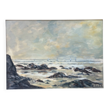 HSP painting "Varangeville Beach" by Roger ROZET (1915-2001) Normandy