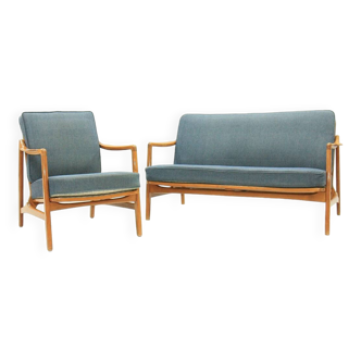 Mid-Century Sofa Set with Easy Chairs by Tove & Edvard Kindt-Larsen 60s