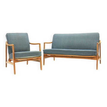 Mid-Century Sofa Set with Easy Chairs by Tove & Edvard Kindt-Larsen 60s