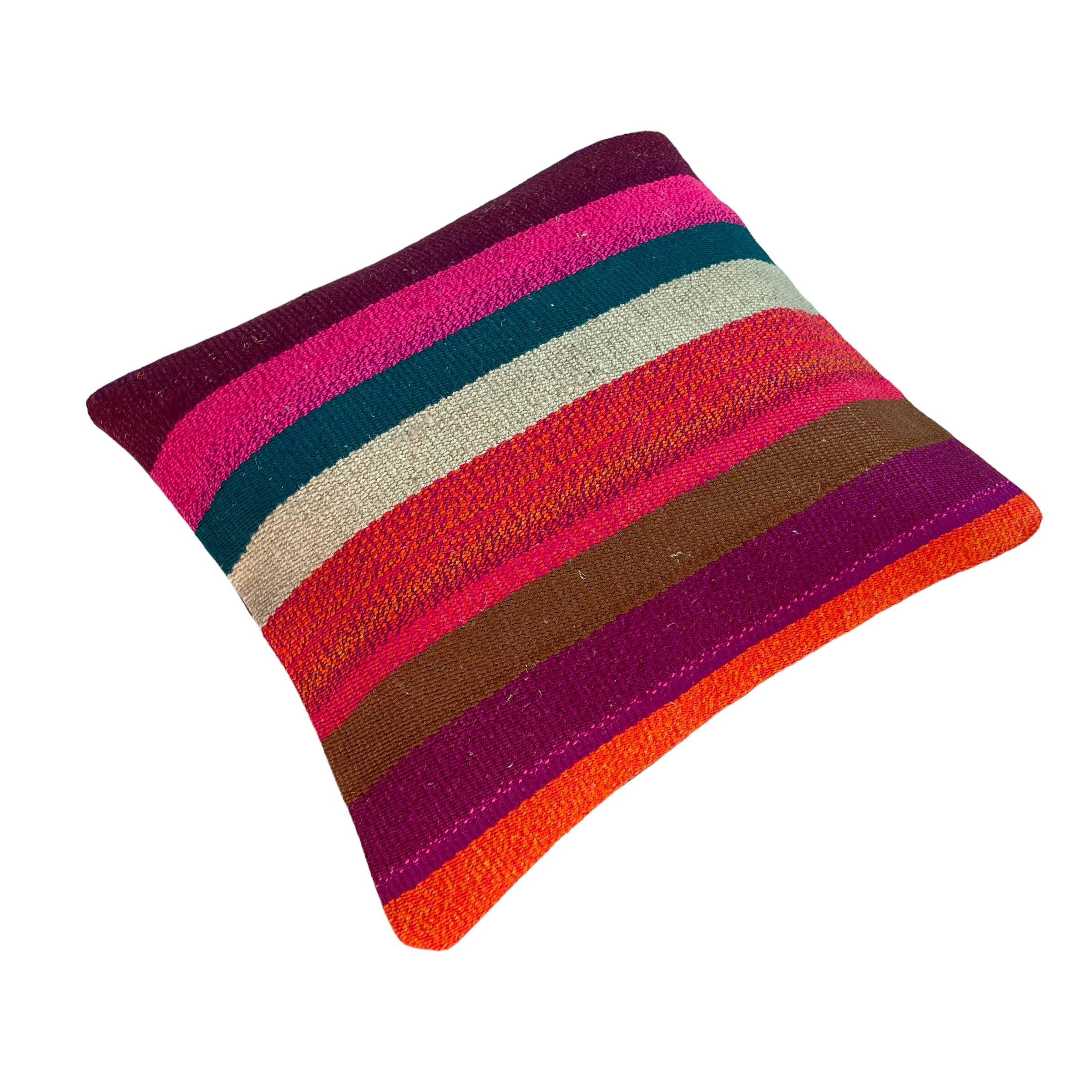 Vintage turkish kilim cushion cover , 40 x 40 cm