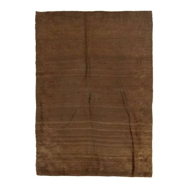 Vintage Turkish Hand-Knotted Wool Cotton Brown Kilim Area Rug 130x187