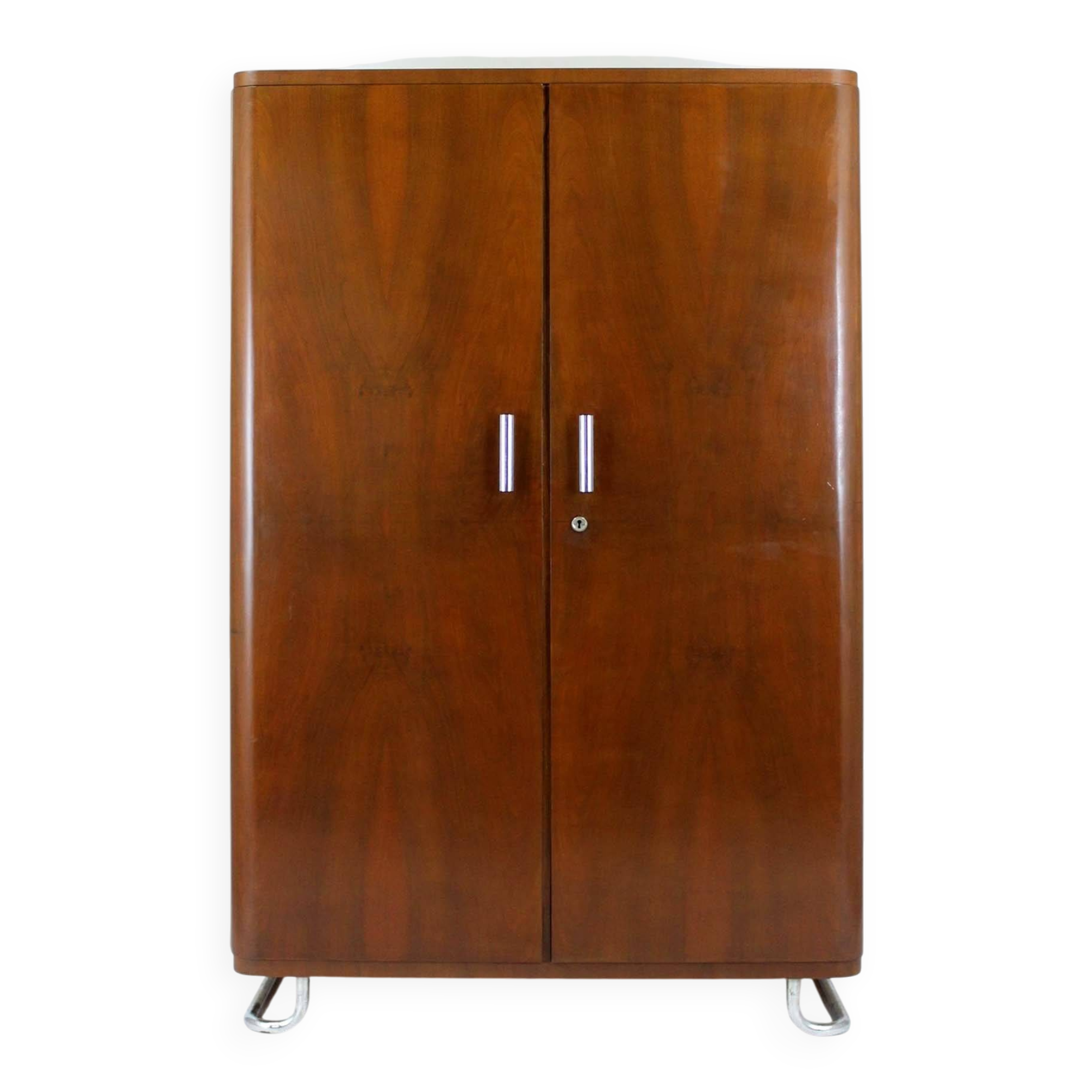 Garde-robe en acier chromé et tubulaire Bauhaus de Hynek Gottwald, années 1940.