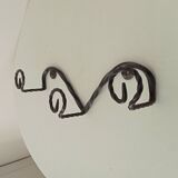 Vintage wrought iron wall coat rack