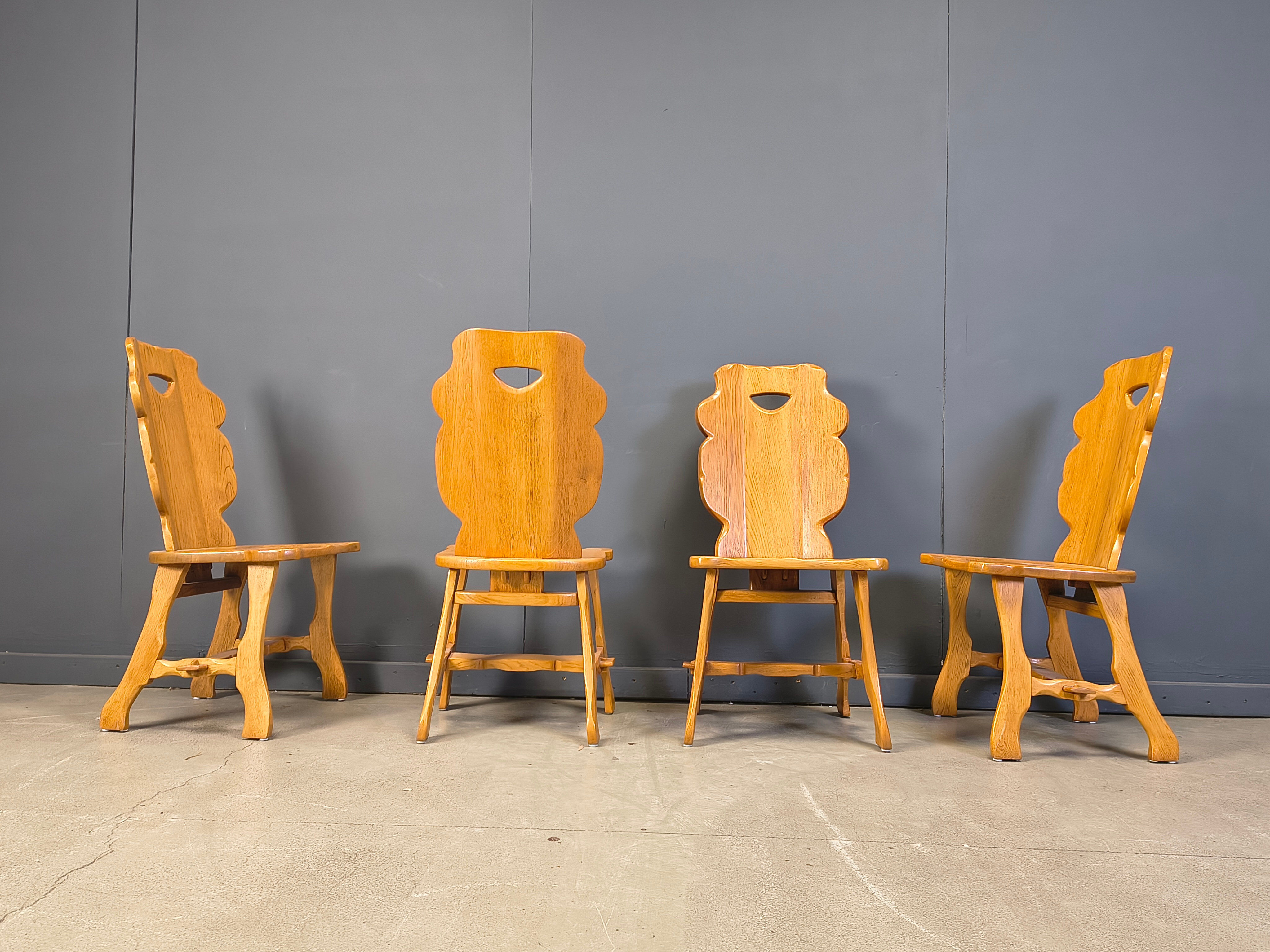Vintage rustic dining chairs, set of 4 - 1960s