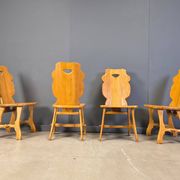 Vintage rustic dining chairs, set of 4 - 1960s