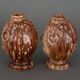 Pair of Banko Ware vases from China ceramic temple and pagoda decor