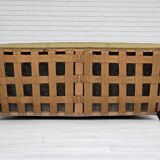 Années 1950-60, canapé danois 3 places, état d'origine, coton/laine, bois de hêtre.