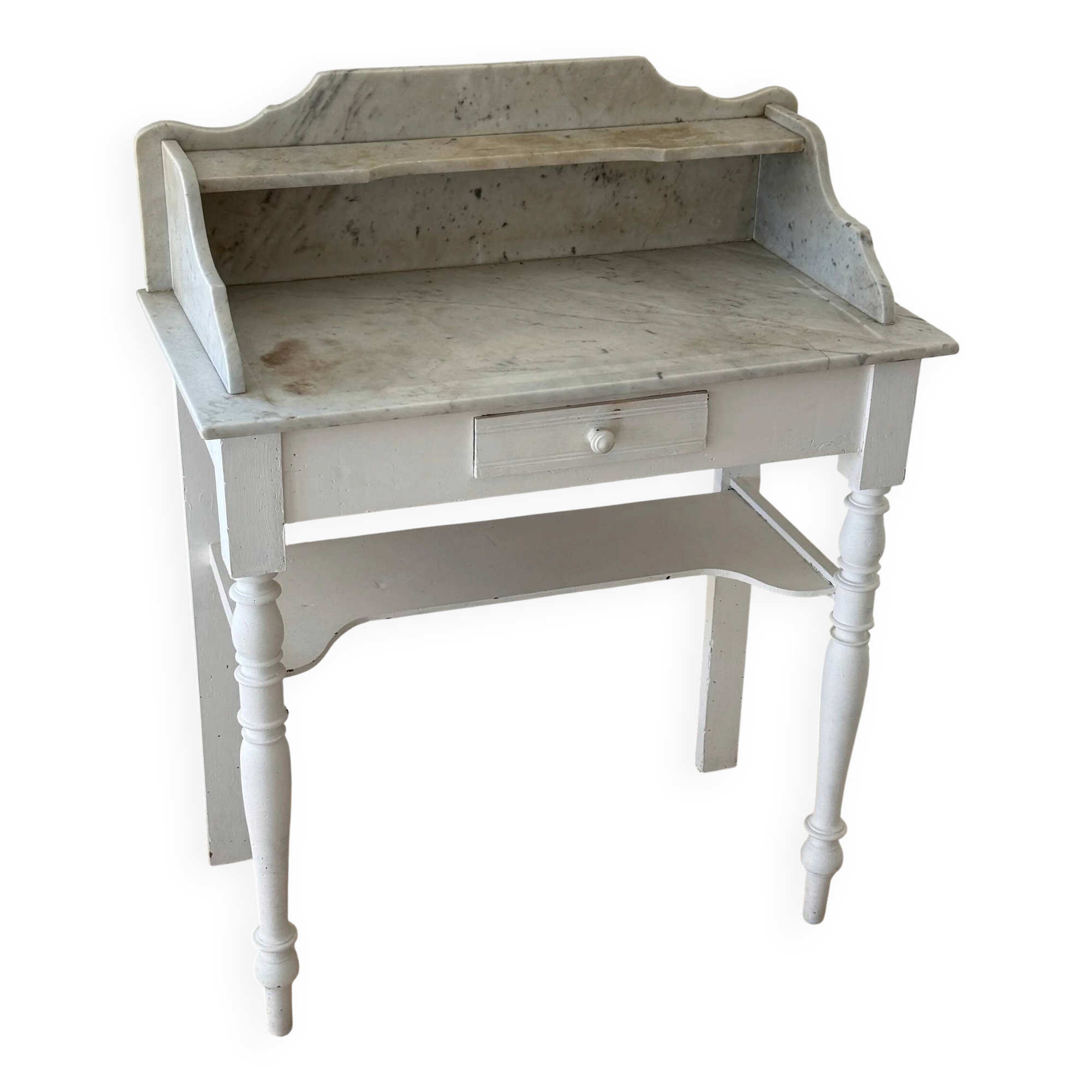 Shabby chic wooden and marble dressing table