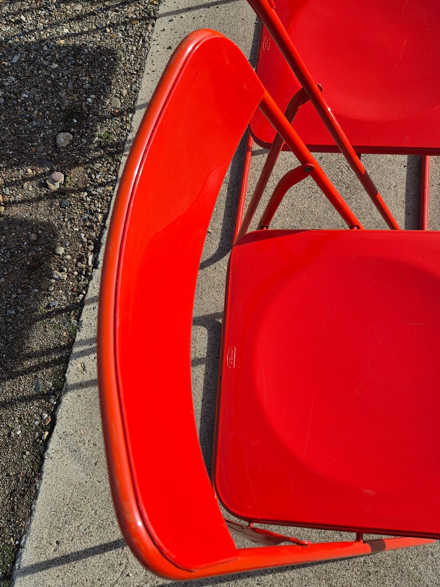 Set 5 vintage TED folding chairs IKEA red 1980s Nield Gammelgaard