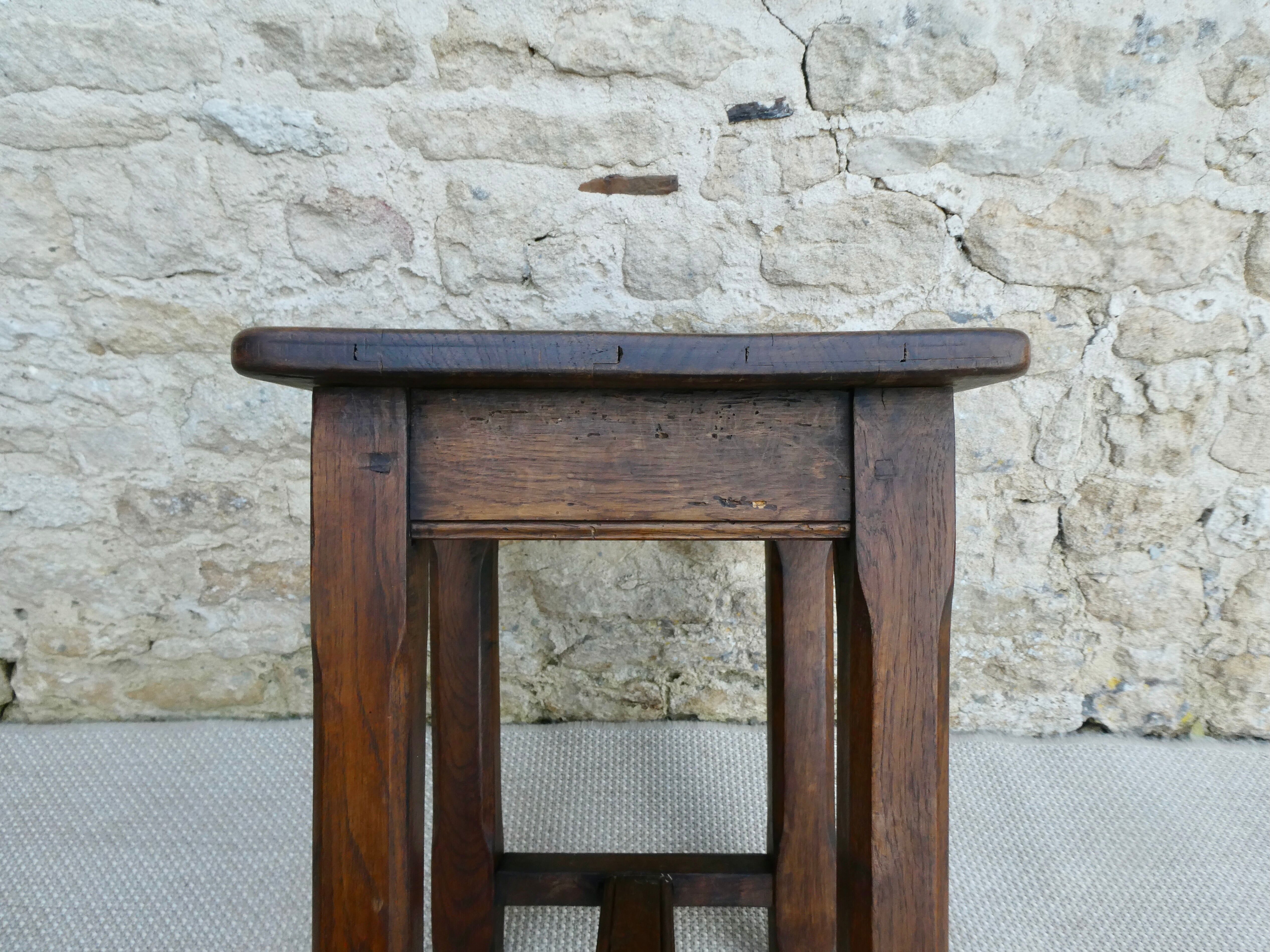 Set of 4 solid wood stools, bistro, 60s
