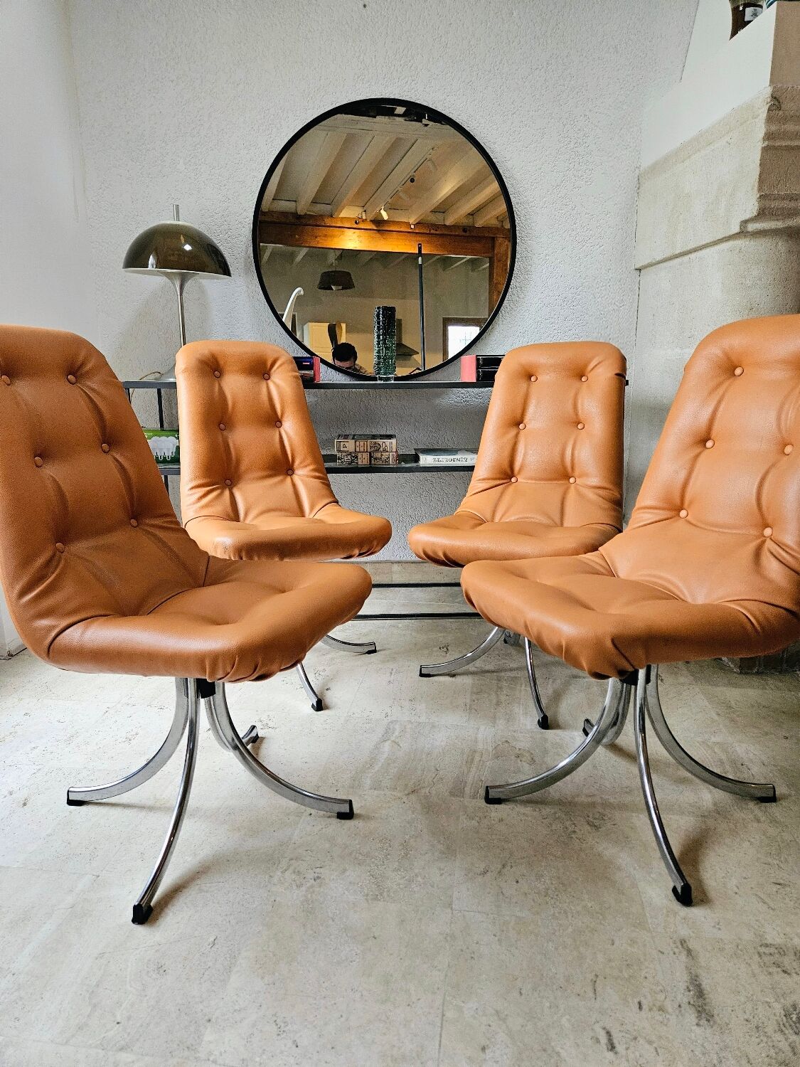 4 chaises pivotantes Gastone Rinaldi pour Rima