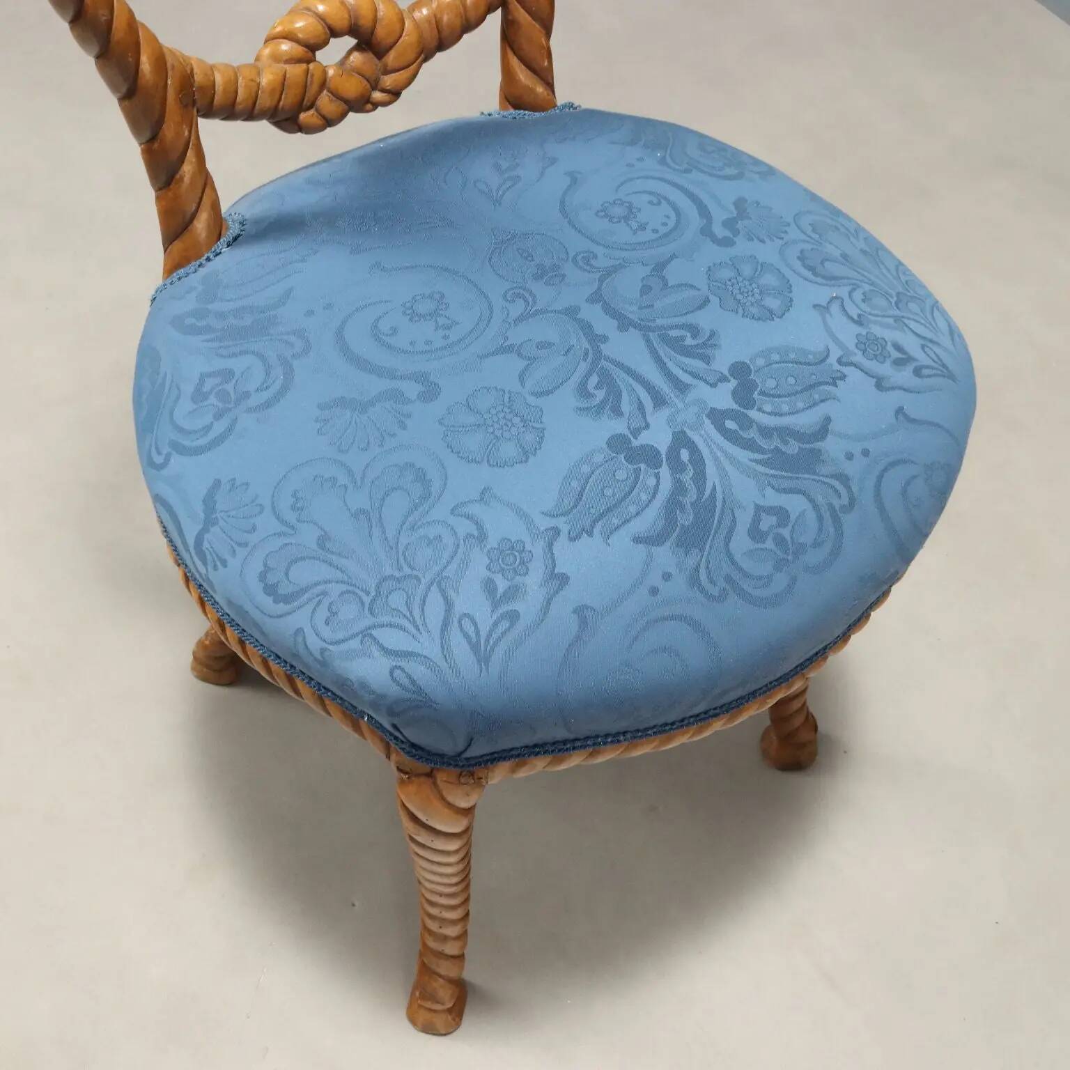 Antique beech chairs with upholstered seats, Italy, 19th century.