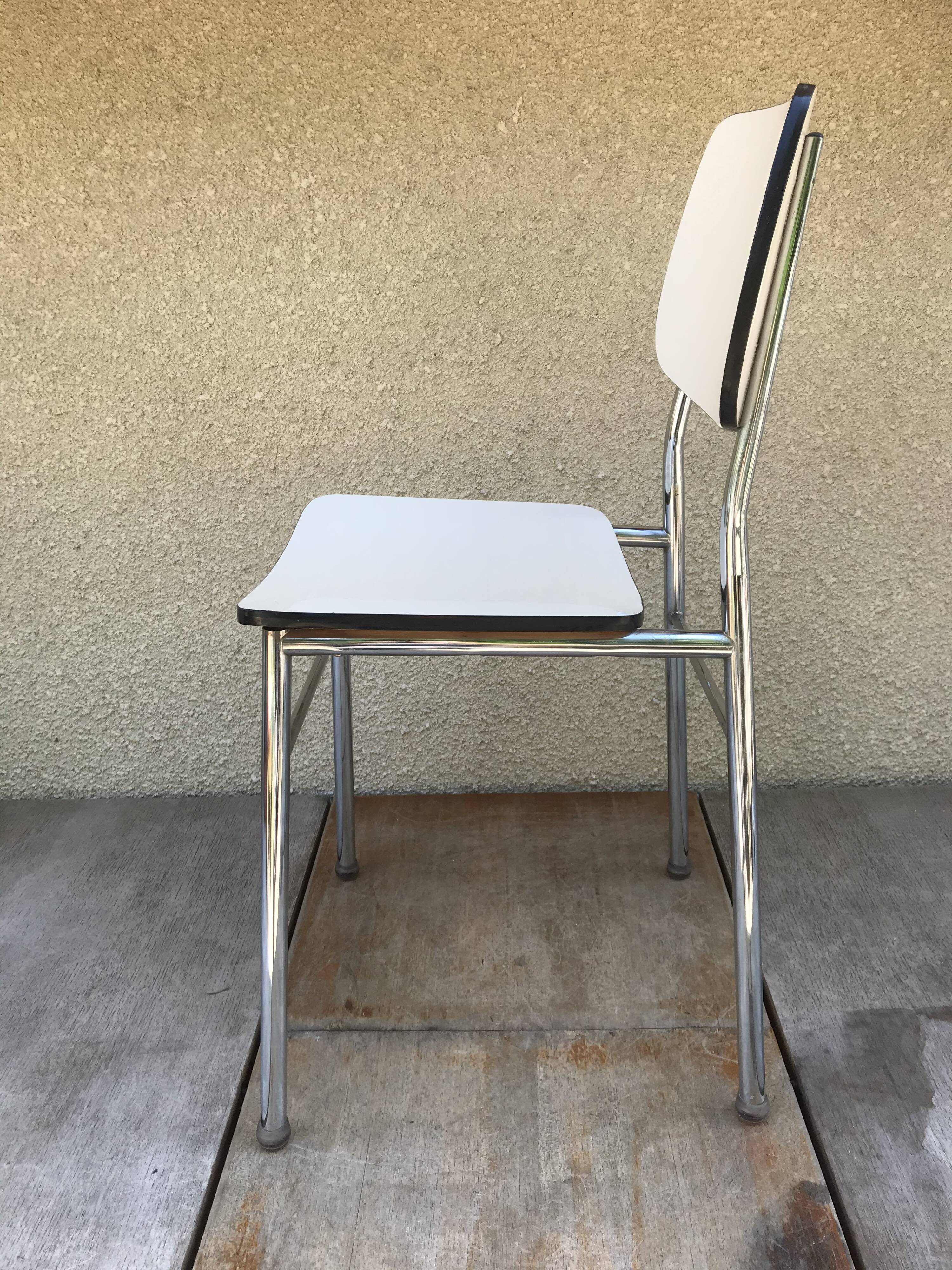 Pair of Old Metal Chromé Chairs - Vintage White Formica