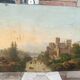 Large Antique Castle Landscape Painting, Oil On Canvas Signed Kraft 1850