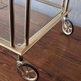 Hollywood Regency gilt brass bar cart drinks trolley, 1970s